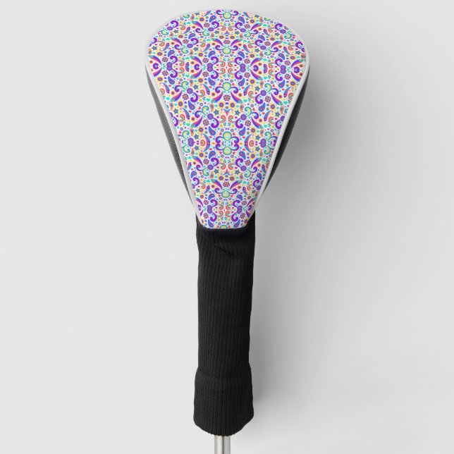 Golf club headcover with a colorful floral pattern (Front)