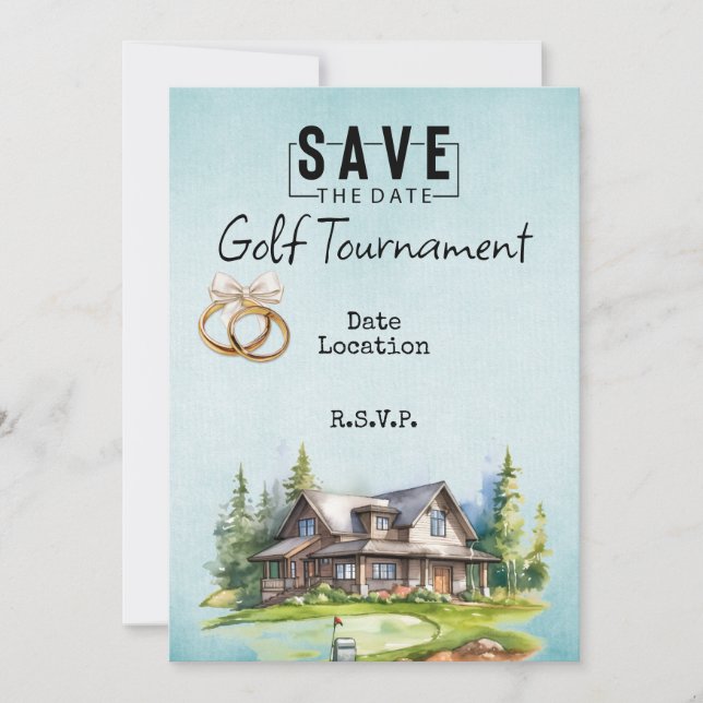 Golf Club house for wedding save the date Invitation (Front)