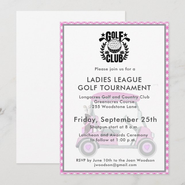 Golf Club Ladies League Tournament Logo  Invitation (Front/Back)