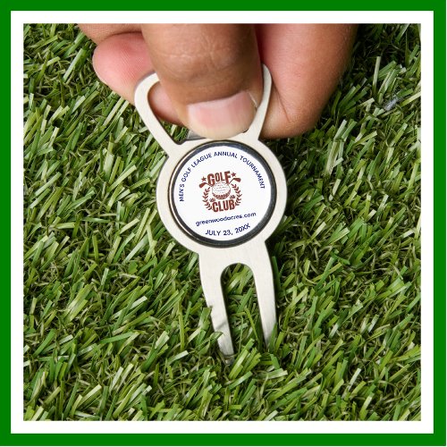 Golf Club League Logo Message Ball Marker Divot Tool