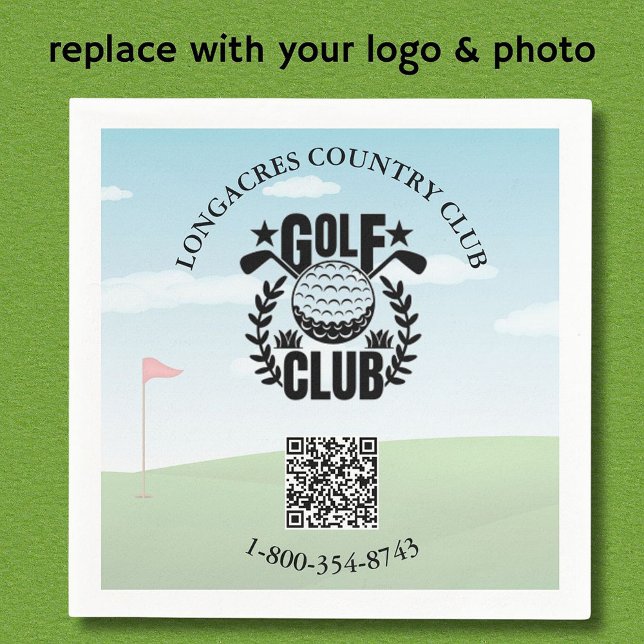 Golf Club League Photo Custom Logo QR Code    Napkins (Creator Uploaded)