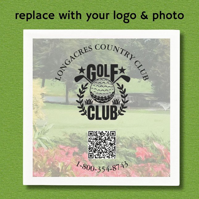 Golf Club League Photo Custom Logo QR Code    Napkins (Creator Uploaded)
