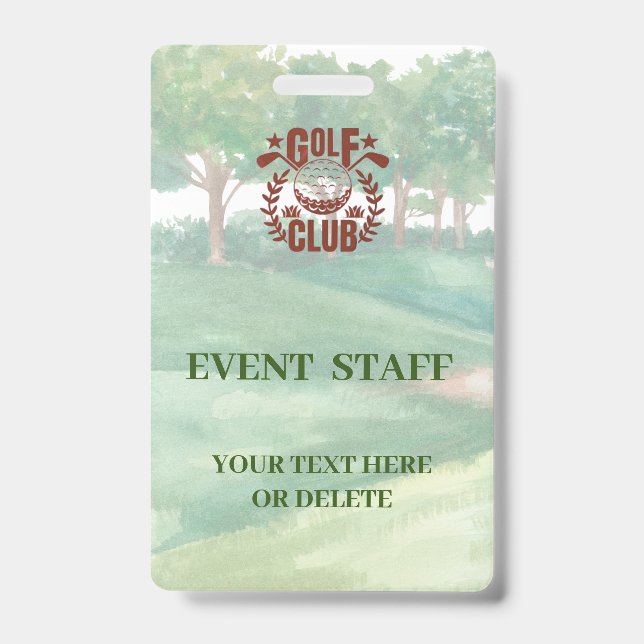 Golf Club League Photo Logo Event Staff  Badge (Front)