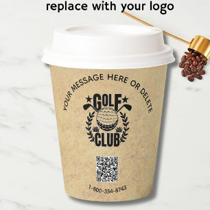 Golf Club League Textured Look Logo QR Code Paper Cups