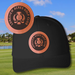 Golf Club Logo and Name Leather Patch Hat