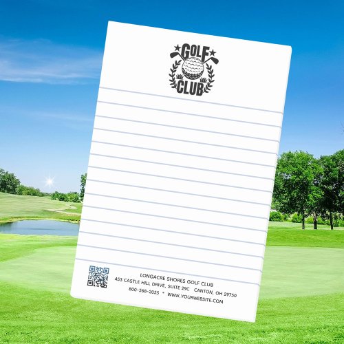 Golf Club Logo and QR Code Lined     Notepad
