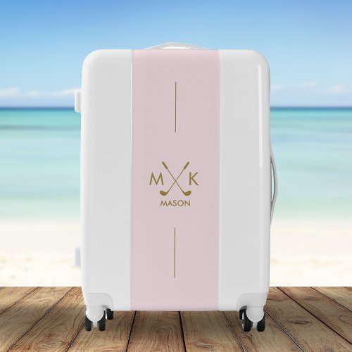 Golf Club Logo Blush Pink And Gold Minimalist Luggage
