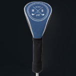 Golf Club logo monogram Blue leather Golf Head Cover<br><div class="desc">Add a fancy touch to your golf bag with a personalized driver cover! Classic style monogrammed design features a pair of crossed golf clubs with your initials and birth year in white on digital graphic image to simulate a leather texture. To be fancy on the green! For help or custom...</div>