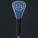 Golf Club logo monogram Blue leather Head Cover<br><div class="desc">Add a fancy touch to your golf bag with a personalized driver cover! Classic style monogrammed design features a pair of crossed golf clubs with your initials and birth year in white on digital graphic image to simulate a leather texture. To be fancy on the green! For help or custom...</div>
