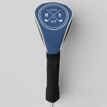 Golf Club logo monogram Blue leather Head Cover