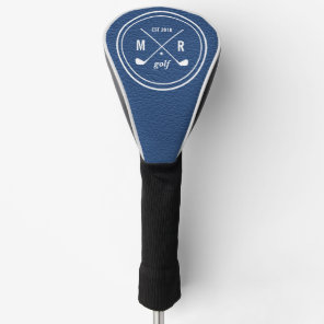 Golf Club logo monogram Blue leather Head Cover