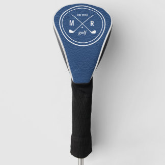 Golf Club logo monogram Blue leather Head Cover