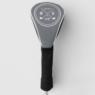Golf Club logo monogram Gray leather Head Cover