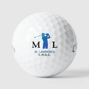 Golf Club Name Abbreviation Blue Monogram  Golf Balls