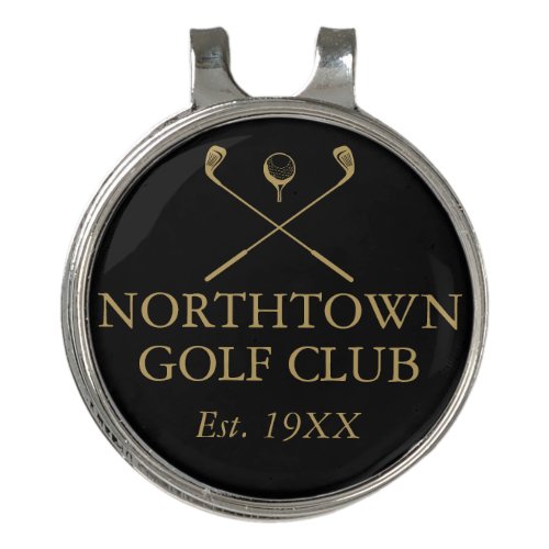 Golf Club Name Black And Gold Golf Hat Clip