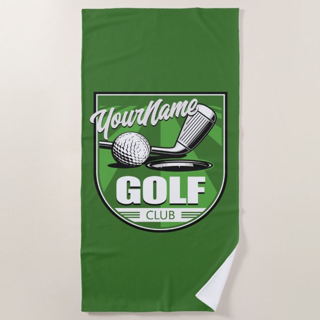 Golf Club NAME Pro Golfer Player Personalized  Beach Towel (Front)