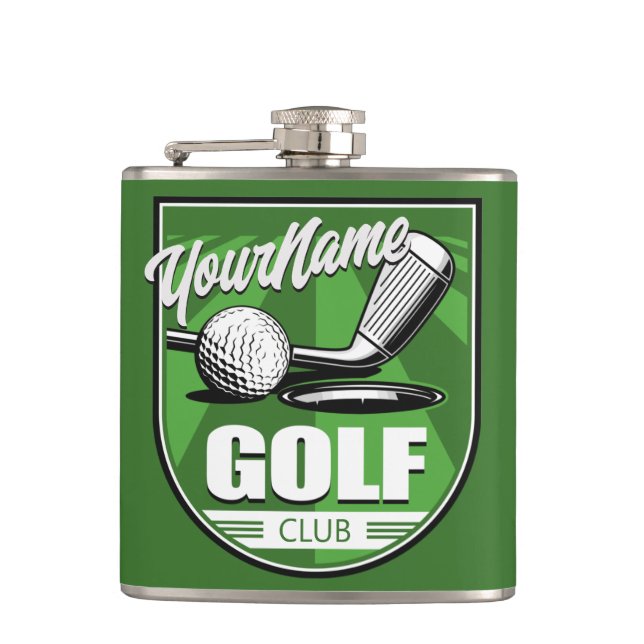 Golf Club NAME Pro Golfer Player Personalized  Flask (Front)