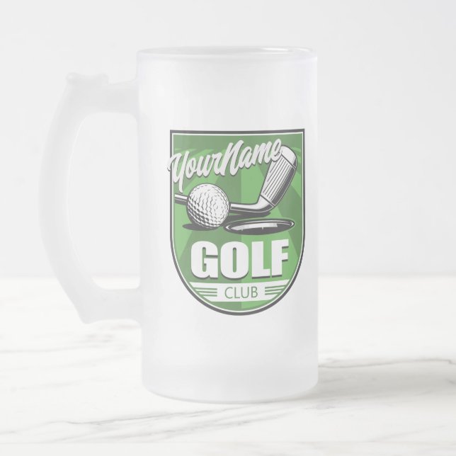 Golf Club NAME Pro Golfer Player Personalized   Frosted Glass Beer Mug (Left)
