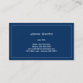 Golf Club Navy Blue Plain Simple Framed Business Card (Back)