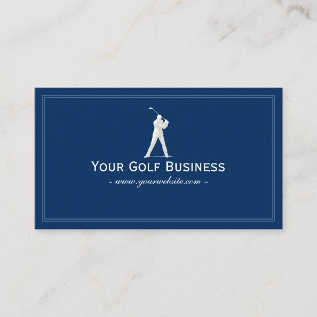 Golf Club Navy Blue Plain Simple Framed Business Card (Front)