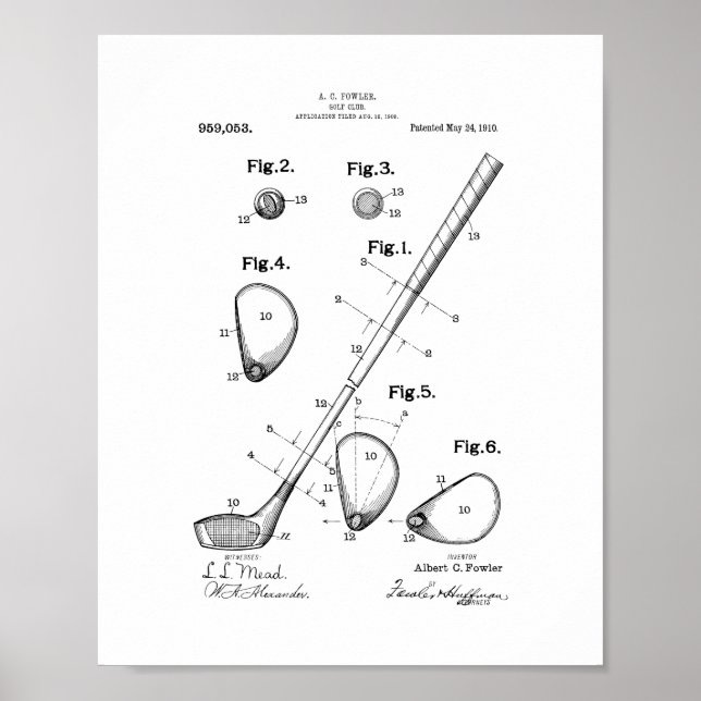 Golf-club Patent Poster (Front)