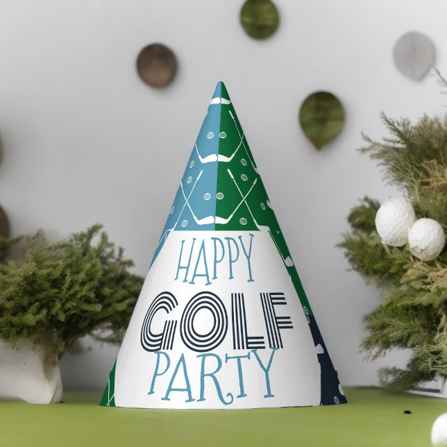 Golf Club Pattern Paper Plate Party Hat (golf club Paper party hat, Kids,adults,party birthday hat,Baby Shower,wedding,celebration hat)