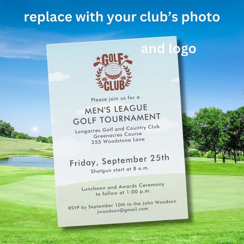 Golf Club Photo Mens League Tournament Logo   Invitation