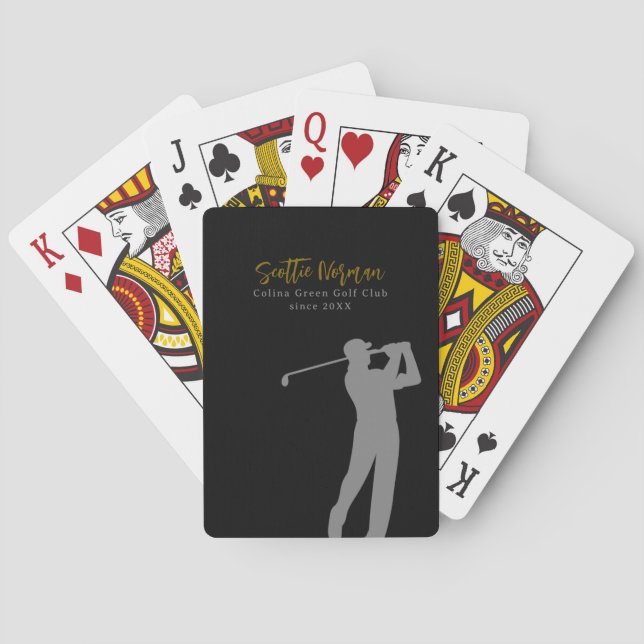Golf Club Players | Man Playing Golf black Poker Cards (Back)