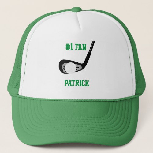 Golf Club Putter and Ball 1 Sports Fan with Name Trucker Hat