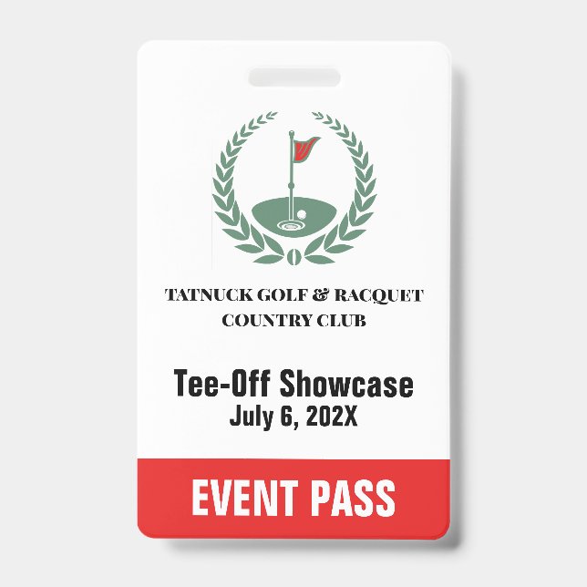 Golf Club Special Tournament Event Pass Badge (Front)