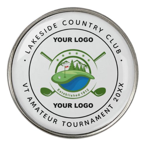 Golf Club Swag Custom Logo Promotional Tournament Golf Ball Marker - Golf Club Custom Logo Golf Ball Marker. This unique golf club memorial tournament golf ball marker features your custom text and personalized logo. 
Customize this golf club marker with your business logo and text. Perfect for golf club tournaments, golf promotional items and ideas, golf memorial events, golf corporate products, golf tournament gifts, purchase in bulk for wholesale. 
COPYRIGHT © 2020 Judy Burrows, Black Dog Art - All Rights Reserved. Golf Club Swag Custom Logo Promotional Tournament golf ball marker 