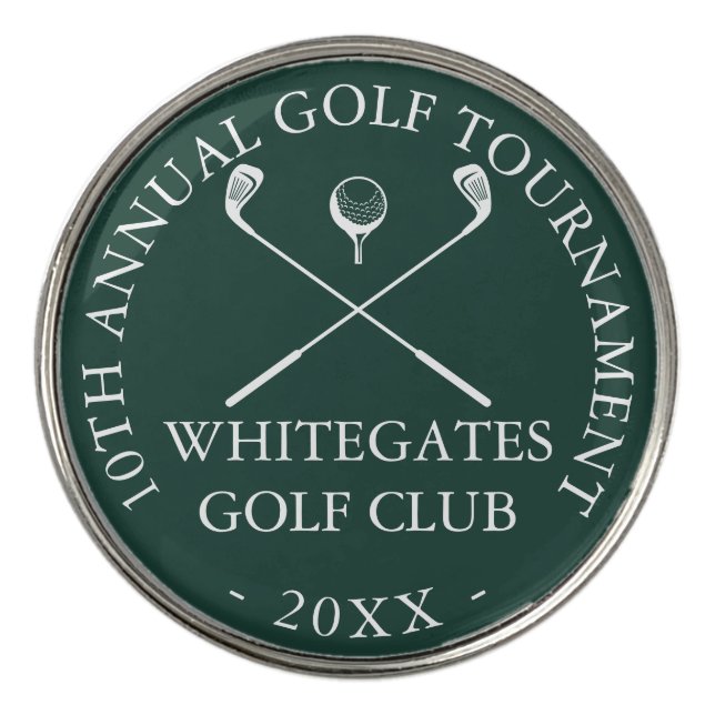 Golf Club Tournament Custom Emerald Green Ball Marker (Front)