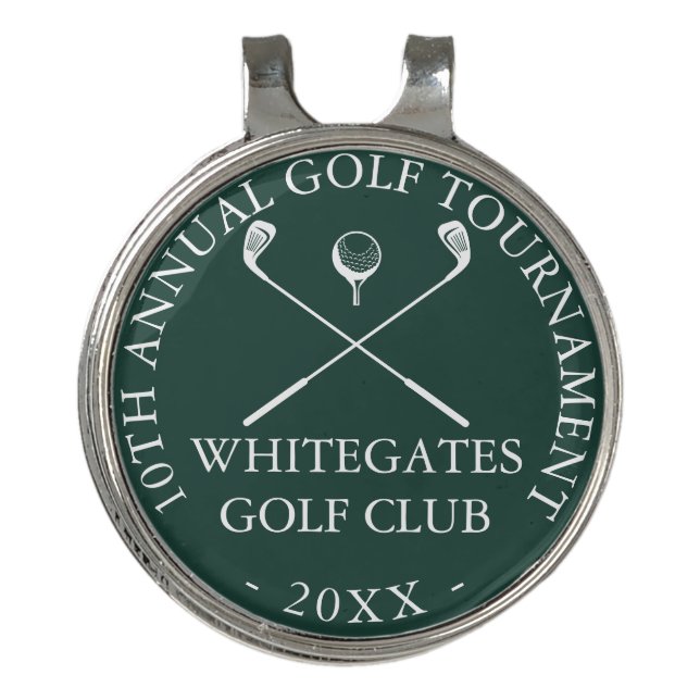 Golf Club Tournament Custom Emerald Green Hat Clip (Front)