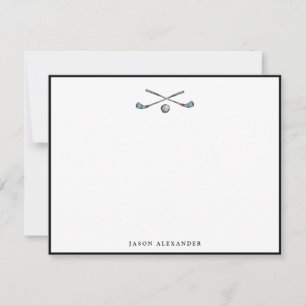 Golf clubs and Ball Black Border Note Card