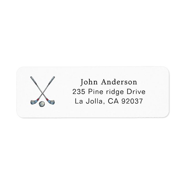 Golf clubs and ball Golfers Return Address Label (Front)