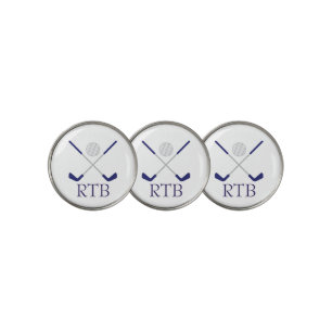 Golf Clubs and Ball Personalized Golf Ball Marker