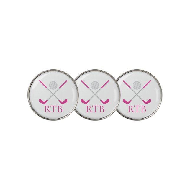Golf Clubs and Ball Personalized Golf Ball Markers (3 Up)