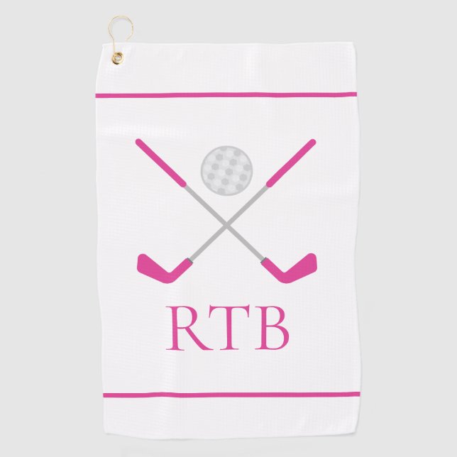 Golf Clubs and Ball Personalized Golf Towel (Front)