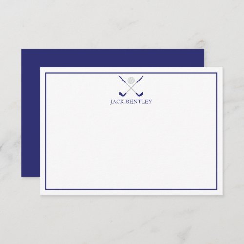 Golf Clubs and Ball Personalized Note Cards