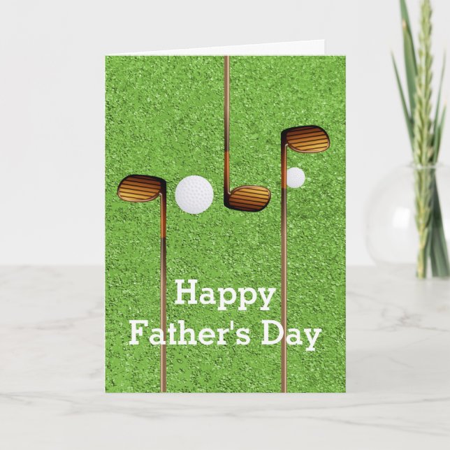 Golf Clubs and Golf Balls Spell GOLF Father's Day Card (Front)