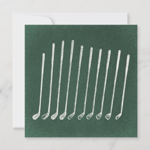 Golf Clubs Antique Golfing Art Vintage Green Style Holiday Card