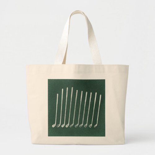 Golf Clubs Antique Golfing Art Vintage Green Style Large Tote Bag