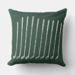 Golf Clubs Antique Golfing Art Vintage Green Style Throw Pillow at Zazzle