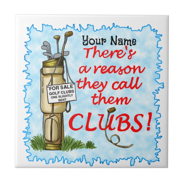 Golf Clubs Ceramic Tile (Front)