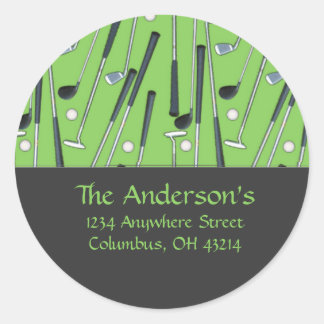 Golf Clubs Design 2 Address Labels/Stickers Classic Round Sticker