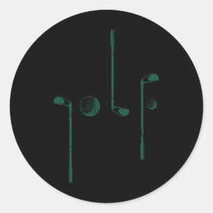 Golf Clubs Golf Written With Clubs For Golf Lovers Classic Round Sticker
