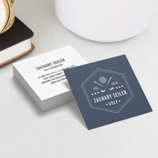 Golf Clubs Logo | Golf Pro or Instructor Square Business Card (Creator Uploaded)