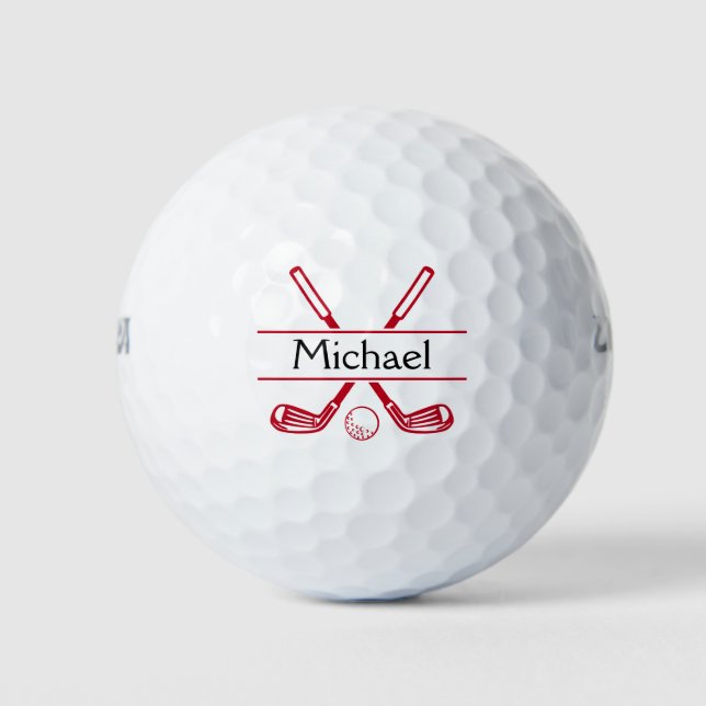 Golf Clubs Monogram Red Golf Balls (Front)