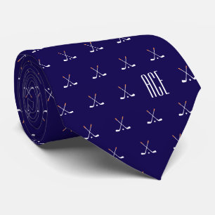 Golf Clubs Monogrammed Dark Blue Neck Tie
