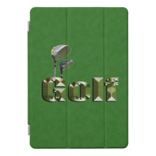 Golf Clubs On Green Denim, iPad Pro Cover